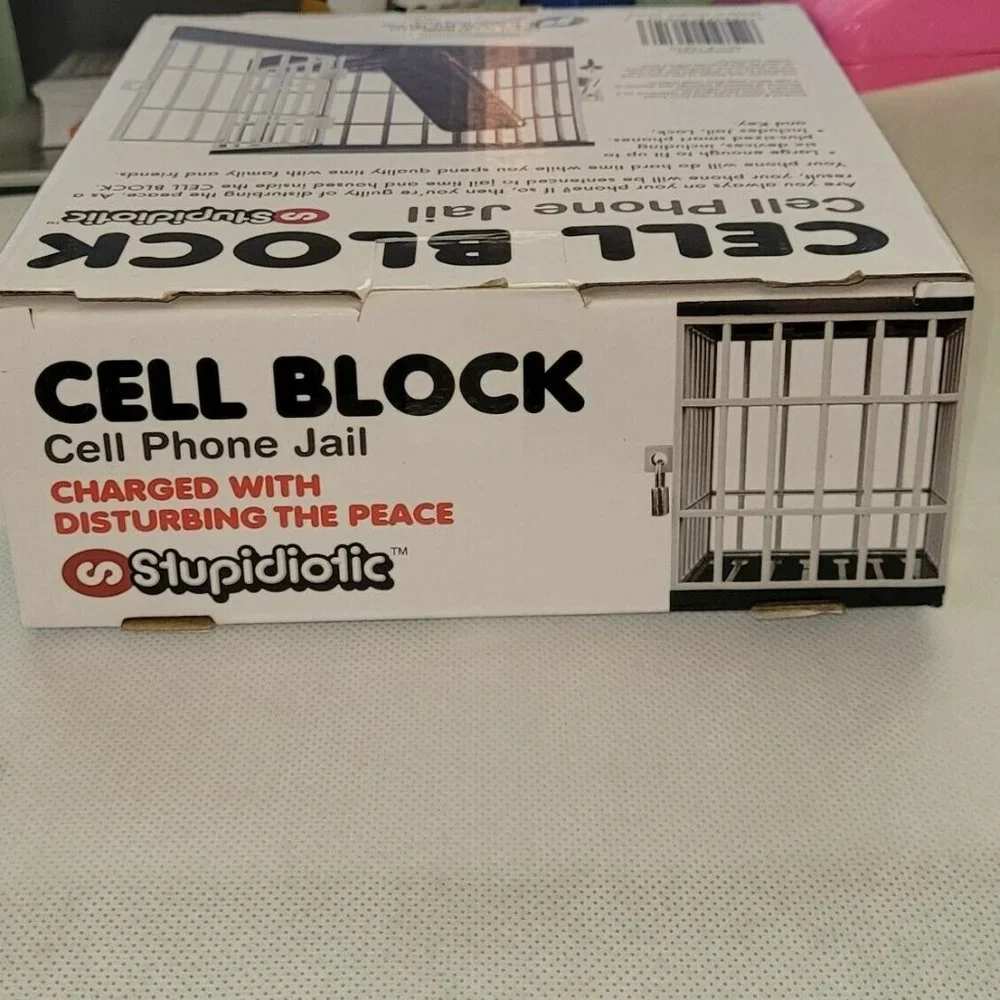 Cell Block Phone Jail & Lock Gag Gift Parent Kid Punishment Hold 4 Phones